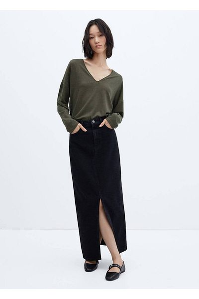 MANGO Woman Tricou cu mânecă lungă cu decolteu în V