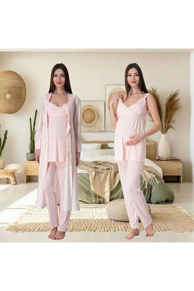 Effortt Venera Maternity Pregnant 3-Piece Lace Detailed Elegant Maternity Set