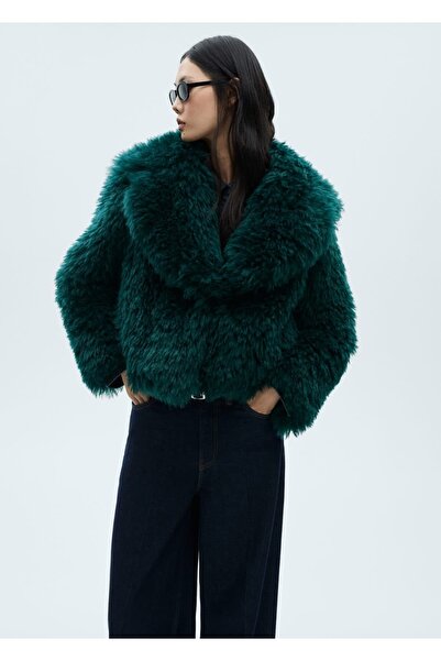 MANGO Woman Klapalı Kürk Görünümlü Palto