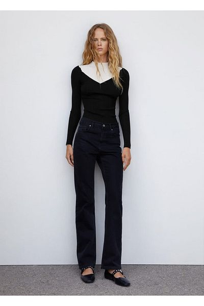 MANGO Woman Two-coloured twill sweater