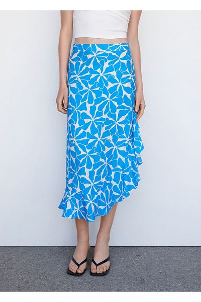 MANGO Woman Fustă asimetrică cu model