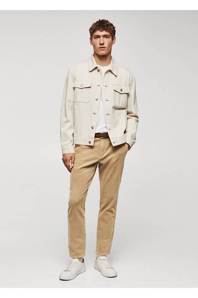 MANGO Man Slim Fit Crop Corduroy Trousers