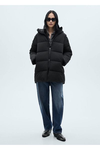 MANGO Woman Hooded Quilted Midi Anorak