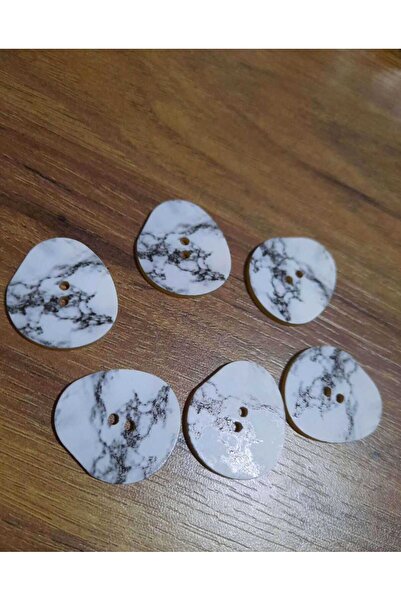 Beyna زر غير متماثل منقوش باللونين الأبيض والقهوة مقاس 2.5 سم بفتحتين مختلطة ...