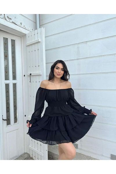 Mekafashion Rochie din șifon cu volan în straturi - 2831 761
