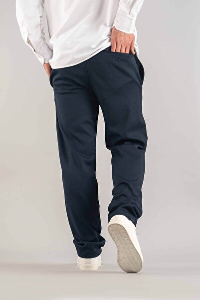 bombe Ανδρικό παντελόνι Navy Blue Comfortable Fit Bagy Παντελόνι με υφασμάτινο κορδόνι με κορδόνι Lycra Παντελόνι από καμβά