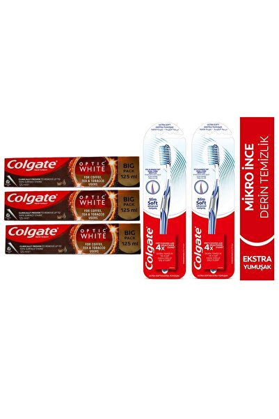 Colgate Optic White Kahve Çay Tütün Kullanıcıları Macun 125Ml+Mikro Ince Adva...