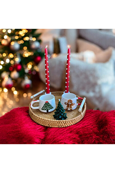 Toprak Design Rattan tepsili, Kupalı, tealight mumluk,kokulu çam ağacı mum Ev...