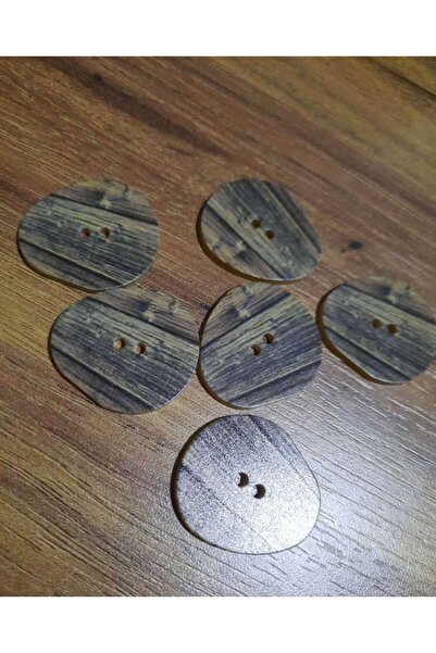 Beyna زر غير متماثل منقوش باللونين البيج والقهوة مقاس 2.5 سم بفتحتين مختلطة 1...