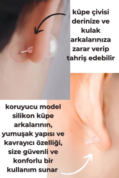 thecolourfully Silikon Küpe Arkalığı 100 Adet, Koruyucu Model