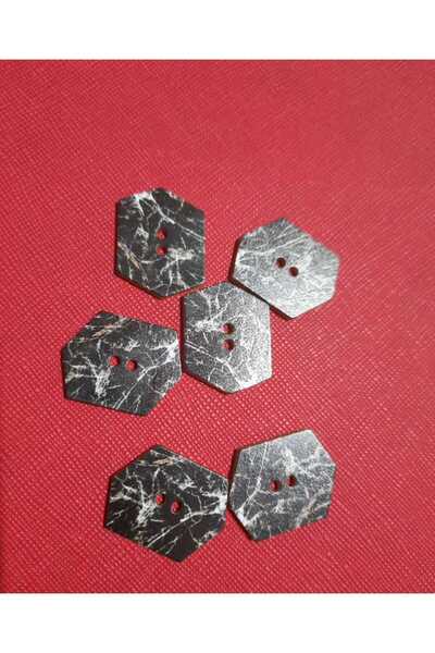 Beyna زر بني داكن بنمط غير متماثل مقاس 2.5 سم - فتحتين، 6 قطع، عبوة واحدة