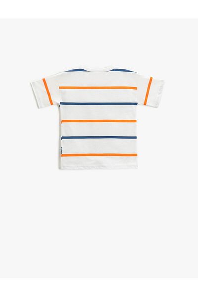 Koton Animal Printed Striped Short Sleeve T-Shirt Cotton