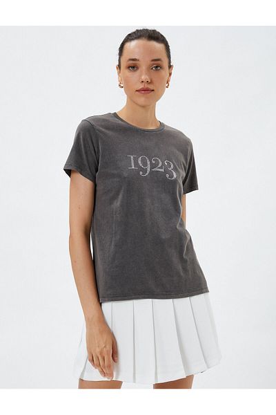 Koton 1923 Embroidered T-Shirt Crew Neck Short Sleeve 100thYear Special
