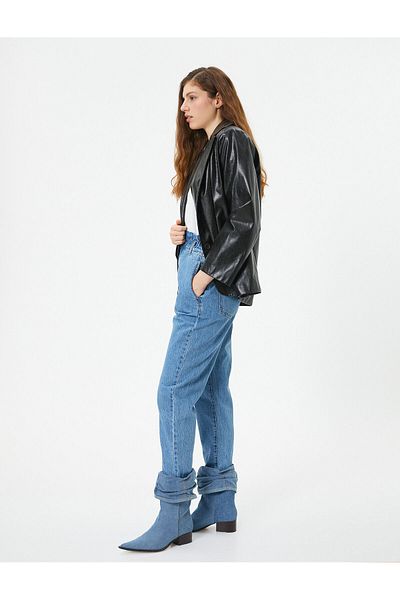 Koton Blugi cu talie inalta cu talie elastica - Baggy Jean