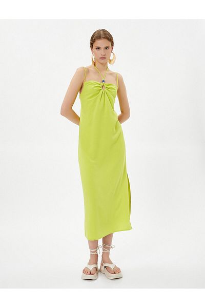 Koton Şahika Ercümen – Langes Kleid aus Leinenmischung