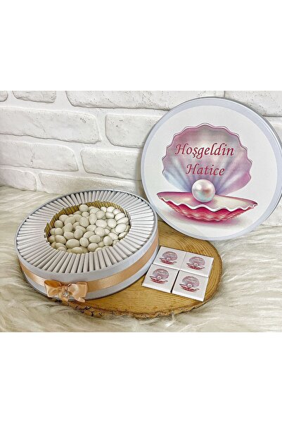 BUGİTO 100 Adet +200 gr draje Inci Konseptli Isme Ozel Hosgeldin-Dogumgunu He...