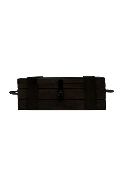t tun's woods Beech Wood Black Large Box with Padlock - 34cm X 16cm (Height 12cm)