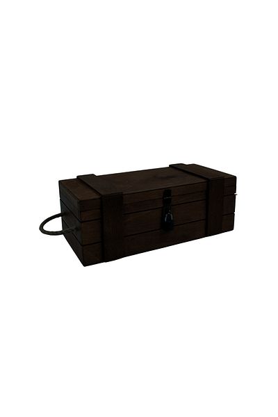 t tun's woods Beech Wood Black Large Box with Padlock - 34cm X 16cm (Height 12cm)
