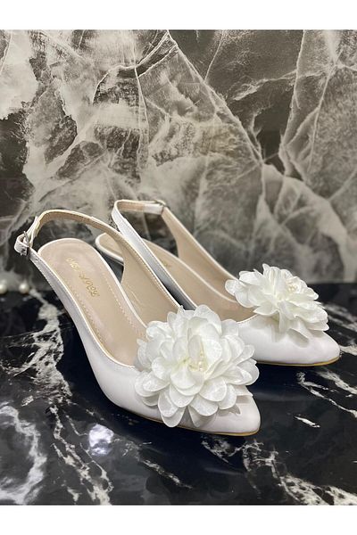 Berush Bride Rochie de mireasa alba de dama Pantofi de rochie de seara cu flori