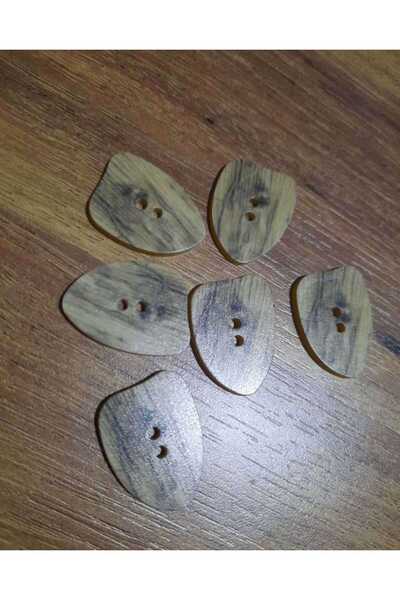 Beyna Μπεζ και καφέ ασύμμετρο τρίγωνο μοτίβο κουμπί - 2,5 εκ., δύο τρύπες, 6 τεμάχια