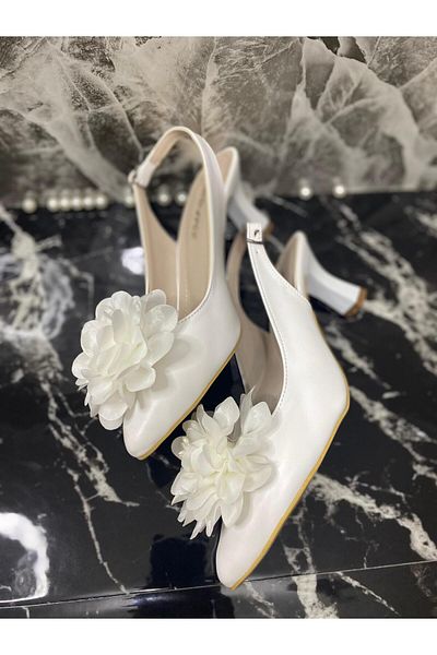Berush Bride Rochie de mireasa alba de dama Pantofi de rochie de seara cu flori