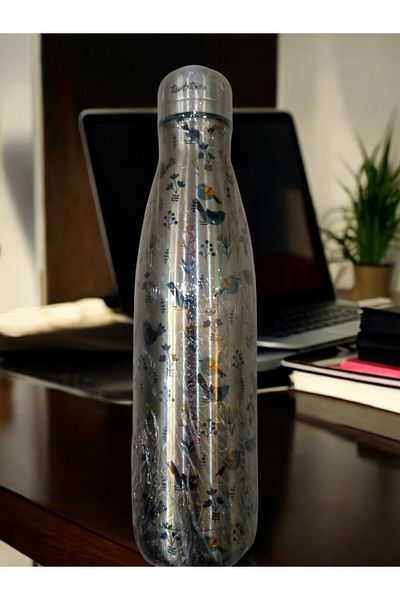 Tantitoni 500 ml Lady Thermos - Nightingale and Floral Pattern, Jara-134