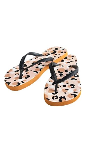 Bereket Kundura 9999 Summer Flip Flops Leopard Print Sea Slippers