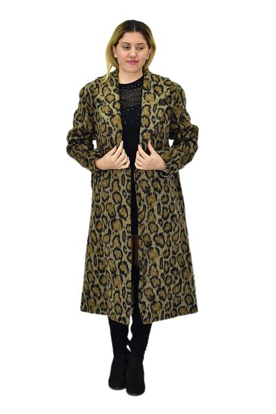 BAGLAN Women's Leopard Print Long Stamp Coat Bgl-St04064