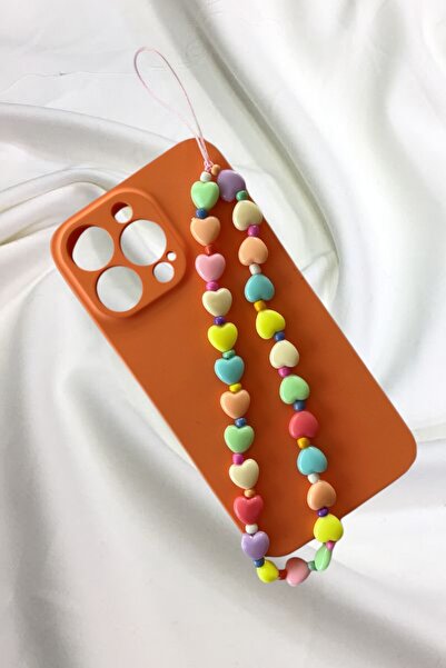 nftart.design Soft Renkli Kalpler Ve Mini Boncuklu Bilek Telefon Askısı , Tel...