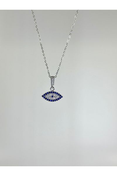Store Evil Eye Embroidered Silver Color Steel Necklace