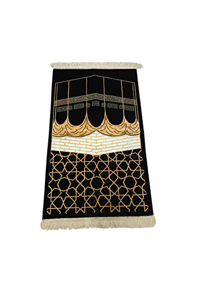 hüseyin ceran Кадифений товстий м'який килим для молитви з деталями Кааби