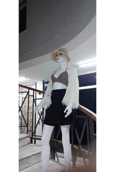 Bohem Stil Плетен дамски шал с ресни