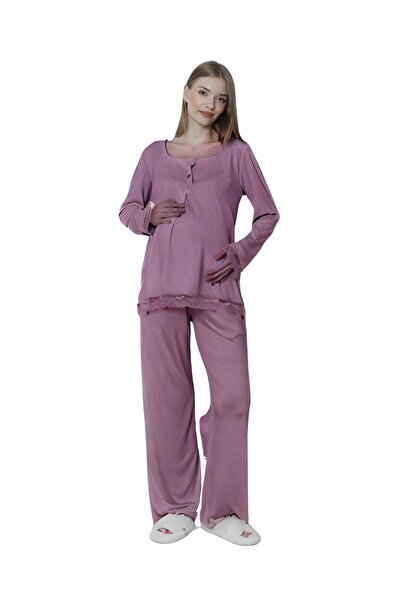 LİMİSSİ Limissi Viscose Melisa Dusty Rose Pajama Set 100% Cotton