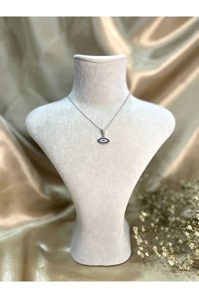 Store Evil Eye Embroidered Silver Color Steel Necklace