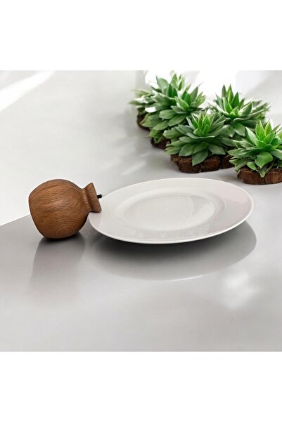 zagorwood Wooden Based 27 cm Ceramic Decorative Dessert Pastry Cake Presentation / Serving Stand Plate