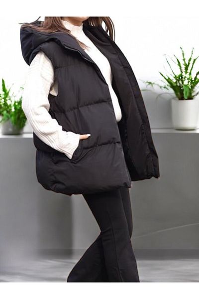 Flow Mi̇sseale Black Hooded Vest
