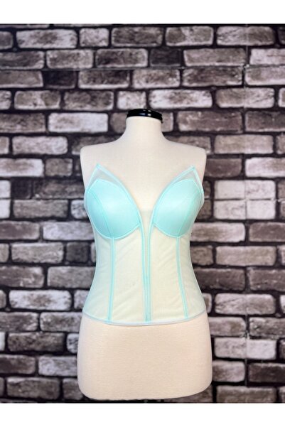 Metay Design مشد بوستير شفاف بأذن منتفخة باللون الأخضر النعناعي