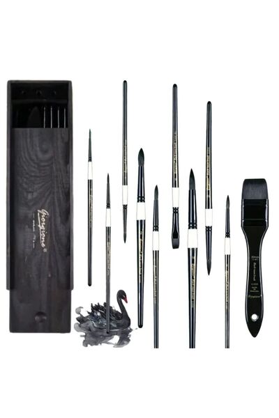 Art Tone Giorgione 10-предметний професійний набір пензлів - дерев'яна коробк...