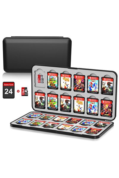 SIKROFEGEN Red 24 In 1 Switch Card Protective Case For Nintendo Switch/ Switch Oled/ Switch Lite Game Card Stor