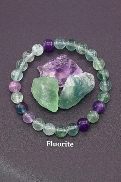 NBS Beautiful Naturel Stones سوار فلوريت من الأحجار الكريمة الطبيعية مقاس 8 م...