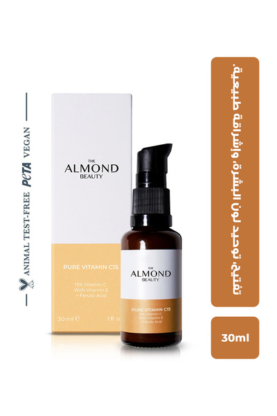 The Almond Beauty مصل فيتامين سي النقي بنسبة 15% مع فيتامين إي وحمض الفيروليك...