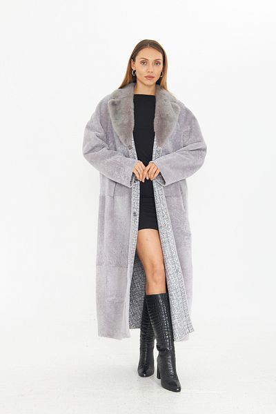 By Marki Marki 127 cm Double-Sided Genuine Astragan Fur Coat - Leather and Fur Surface, Special Fur Collar - 115822