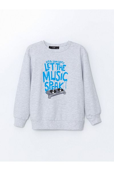 LC Waikiki Αγόρι φούτερ LCW Kids Grey Crew Neck με στάμπα