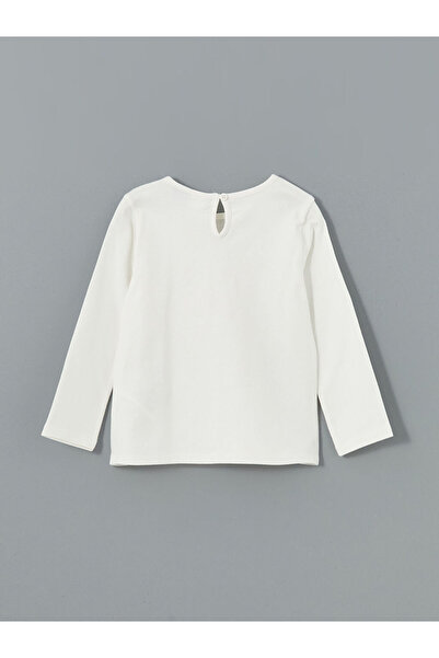 LC Waikiki Ecru Crew Neck Elsa Printed Girl's T-Shirt