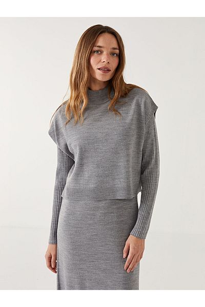 LC Waikiki Lcw Comfort Crew Neck Women's Knitwear Dress and Sweater Suit