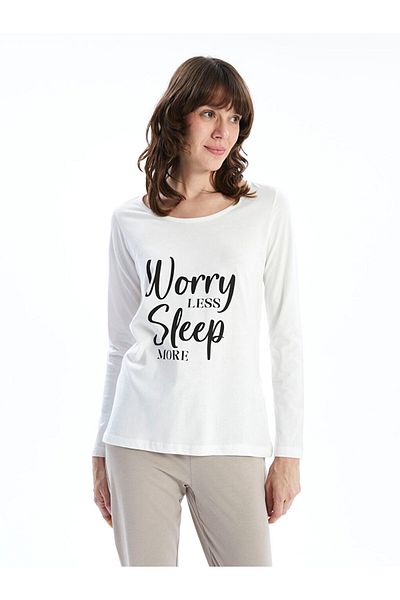 LC Waikiki Crew Neck Printed Women's Pajamas Set