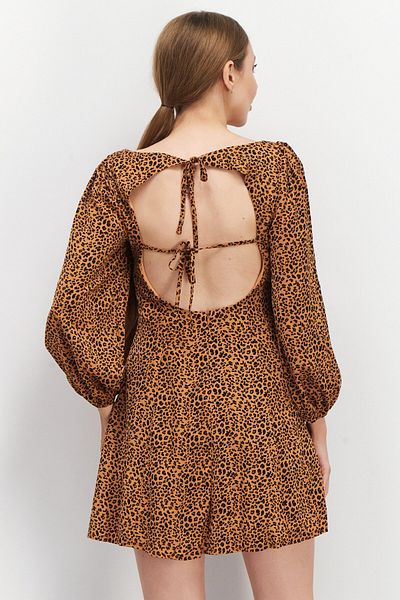 Missguided Women Leopard Mini Casual Dress, Brown