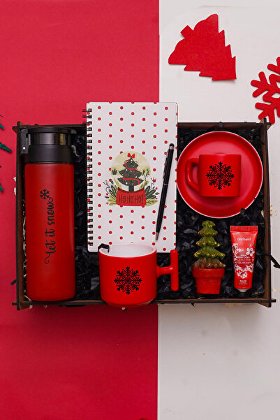 TrendHediye Yeni Yıl Yılbaşı Hediye Seti & Cam Suluk, Türk Kahvesi, Çay / Nescafe  Fincanı, Defter, Kalem, Mum,