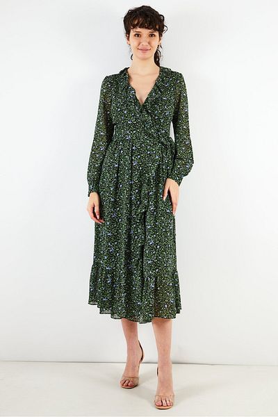 Michael Kors Women Floral Print Midi Dress, Green
