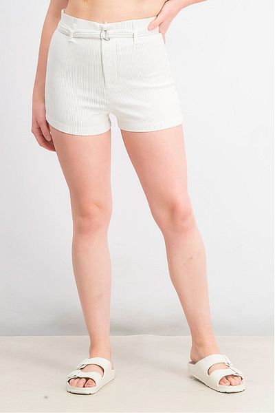 Don't Call Me Jennyfer Women Stripe Basic Shorts, White